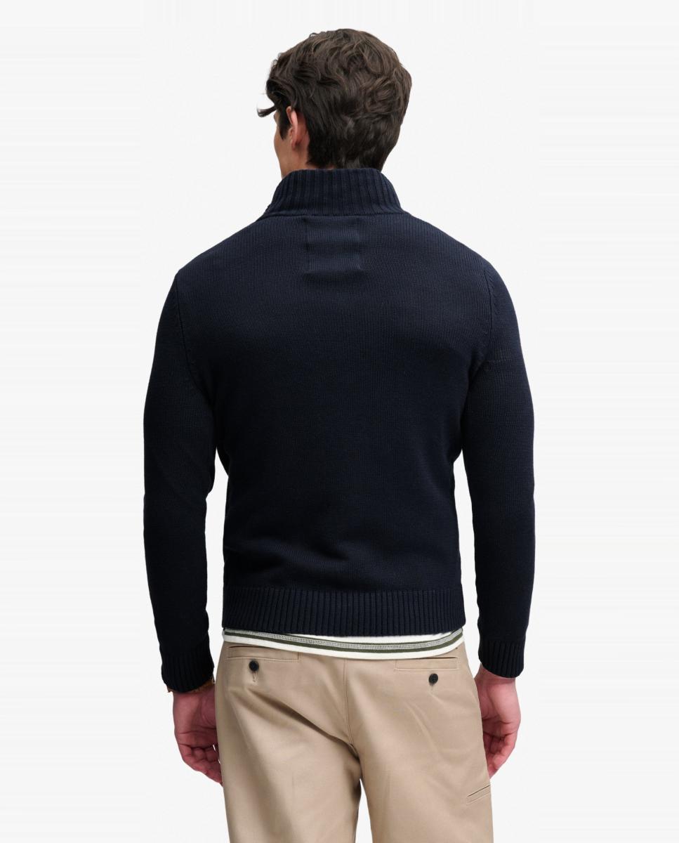 Camisola de Malha de Algodão com Meio Fecho de Correr Azul-marinho-2