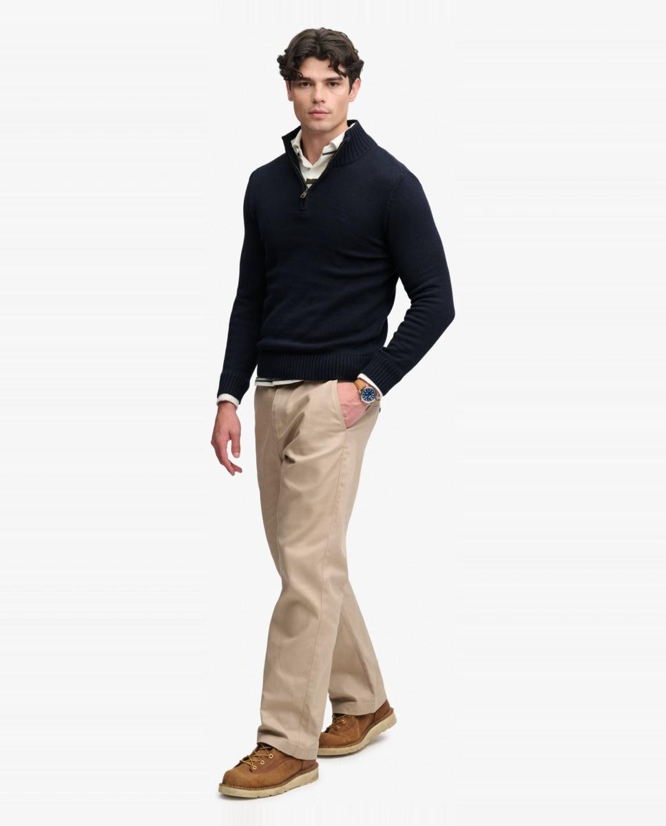 Camisola de Malha de Algodão com Meio Fecho de Correr Azul-marinho-6