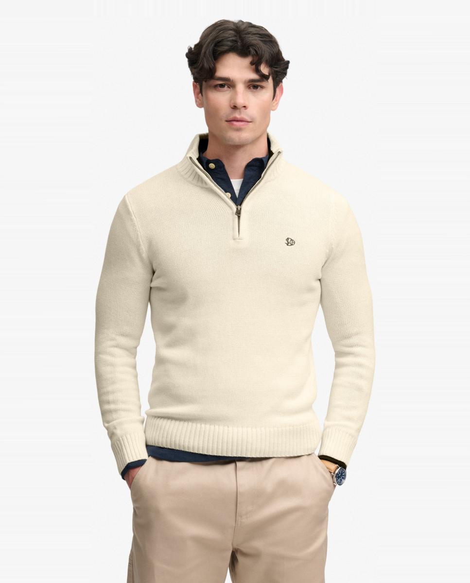 Imagem 0 de Camisola de Malha de Algodão com Meio Fecho de Correr