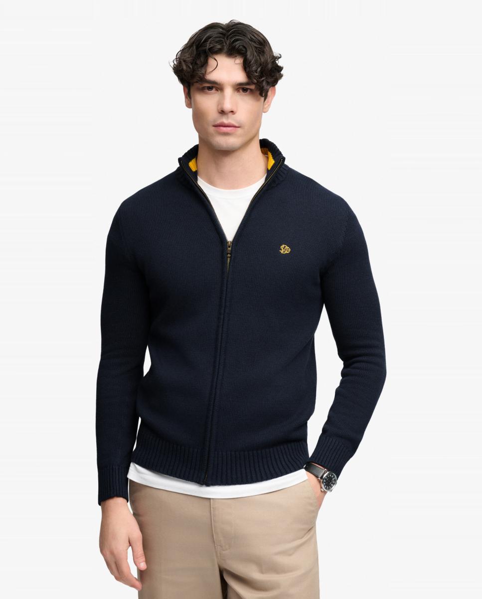 Cárdigan de hombre de algodón con cremallera - Superdry - Azul marino Azul marino-1
