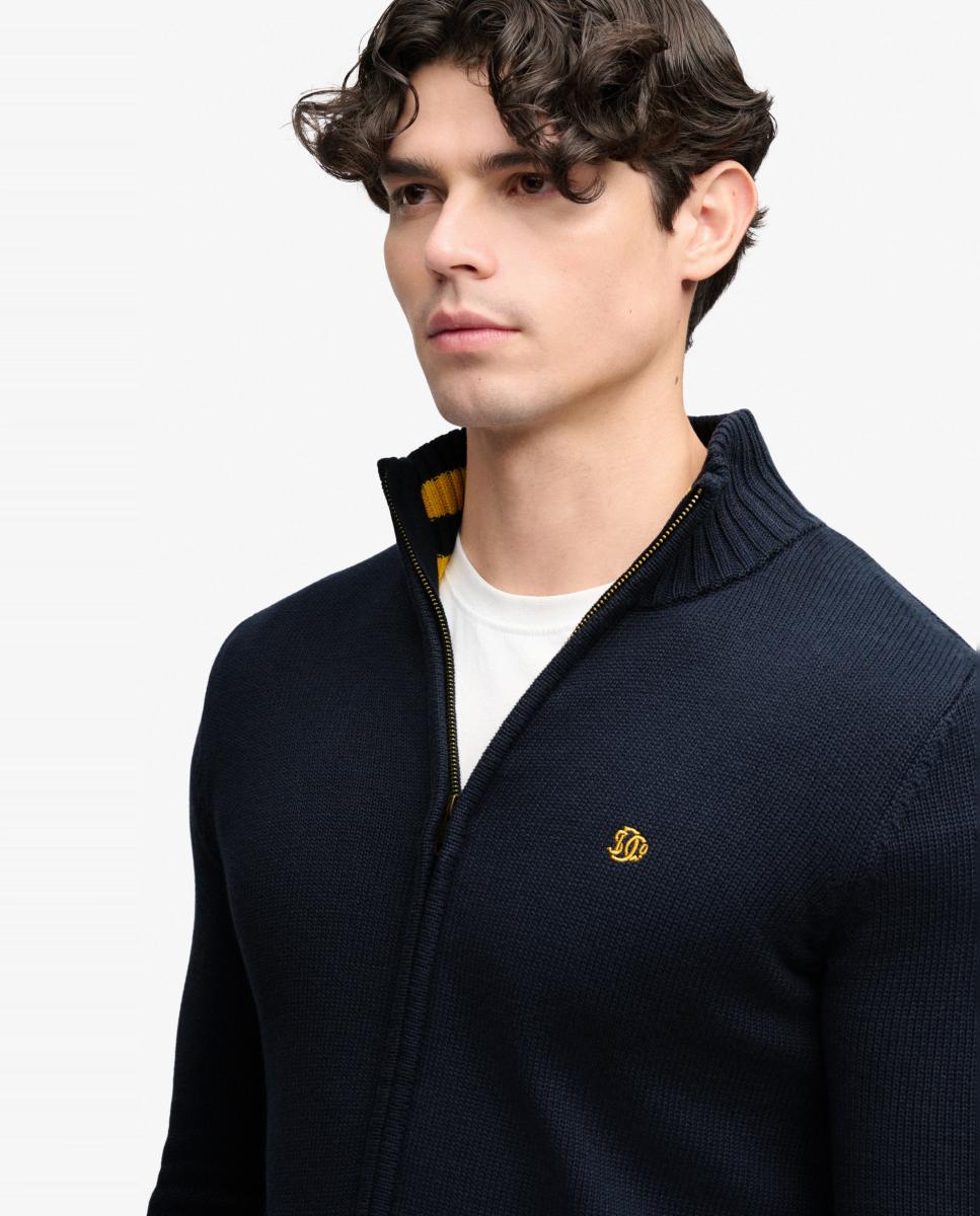 Cárdigan de hombre de algodón con cremallera - Superdry - Azul marino Azul marino-3