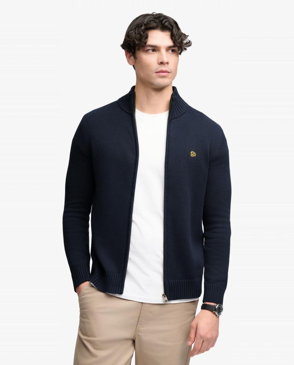 Cárdigan de hombre de algodón con cremallera - Superdry - Azul marino Azul marino-4