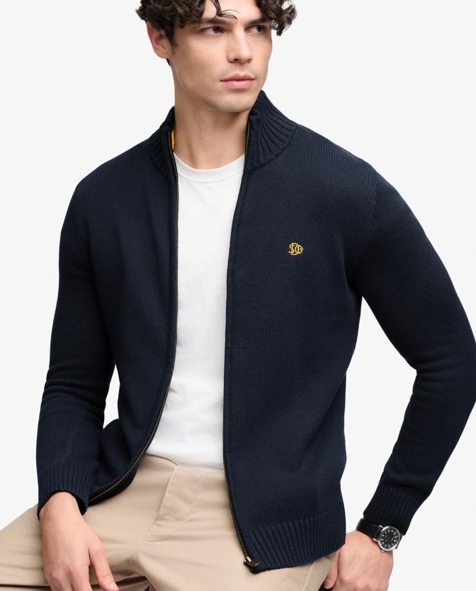 Cárdigan de hombre de algodón con cremallera - Superdry - Azul marino Azul marino-5