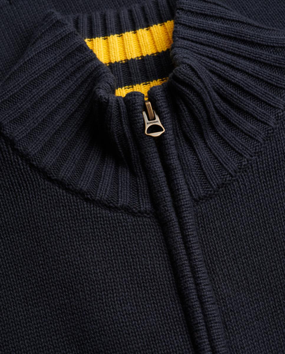 Cárdigan de hombre de algodón con cremallera - Superdry - Azul marino Azul marino-6