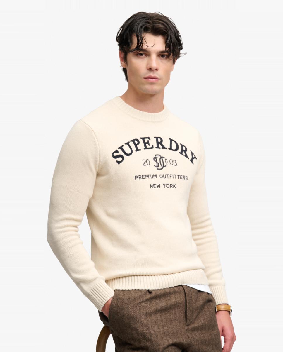 Camisola de Malha com Estampado Gráfico de Aplique Cinzento-3