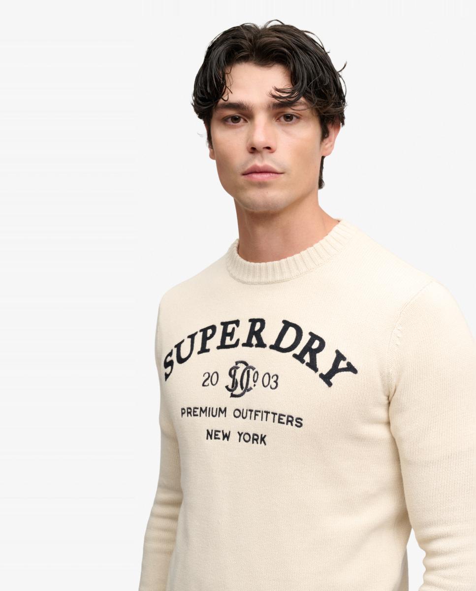 Camisola de Malha com Estampado Gráfico de Aplique Cinzento-4