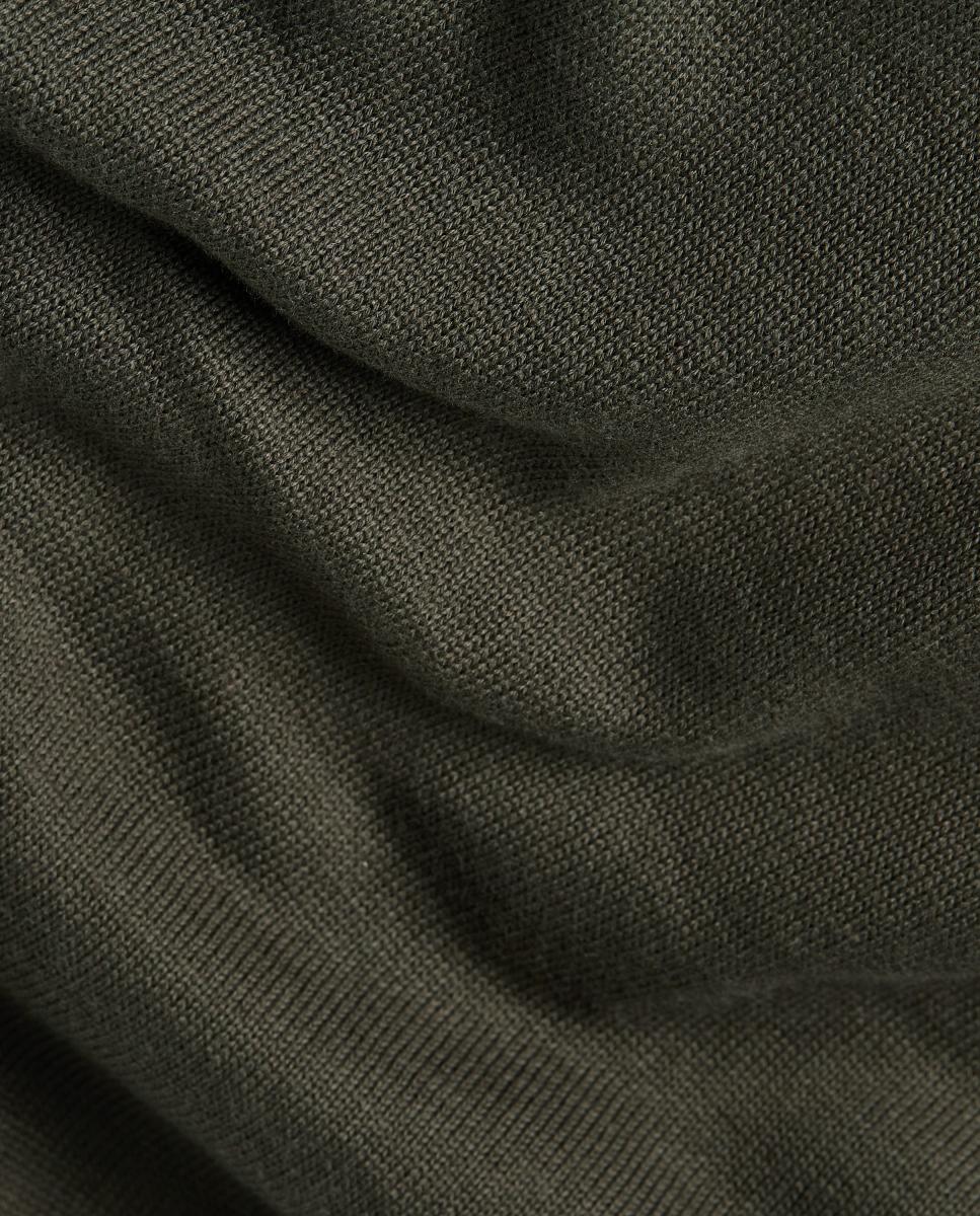 Camisola de Malha com Corte Regular e Gola Alta de Fecho de Correr Castanho-4
