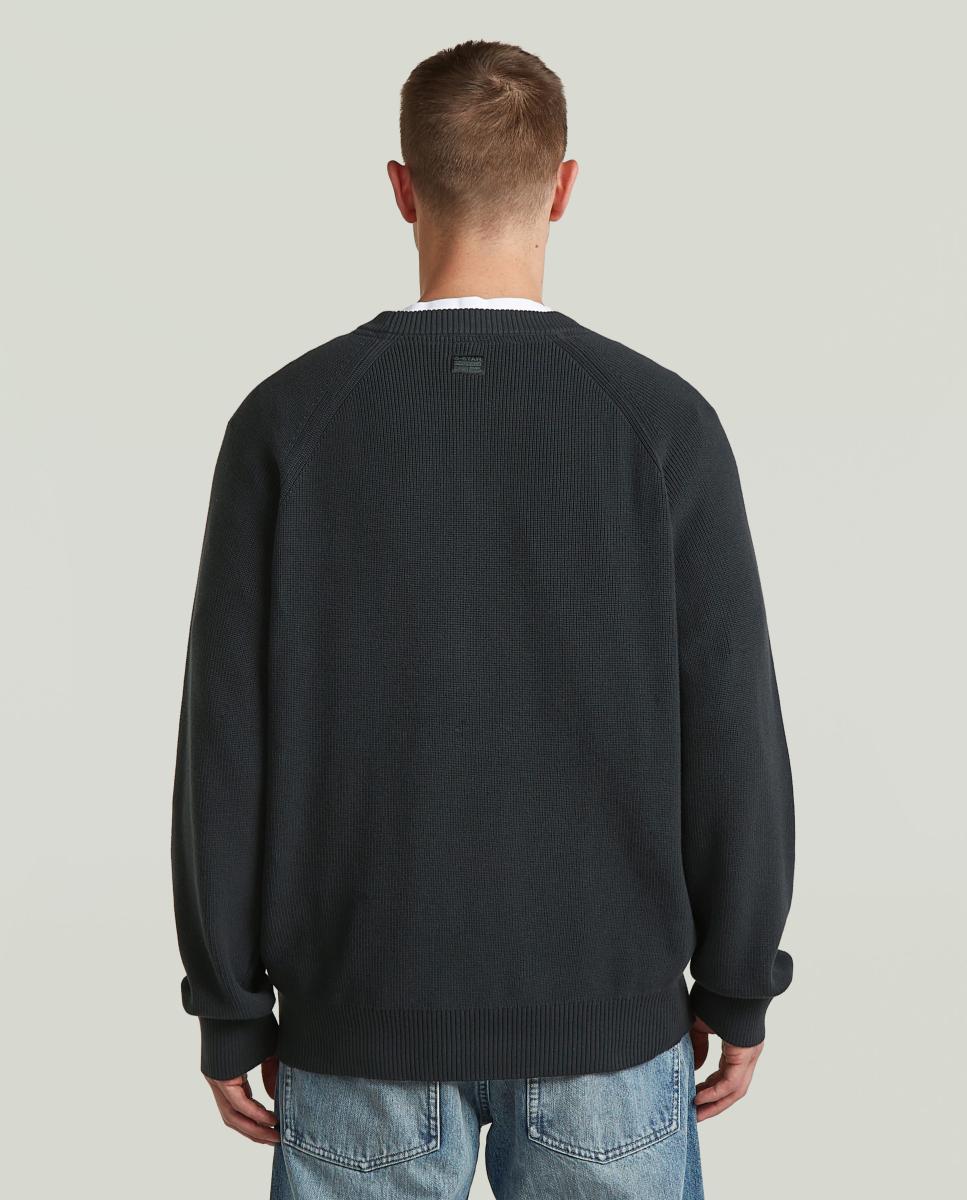 Camisola de Malha com Corte Regular e Manga Raglã Azul-2