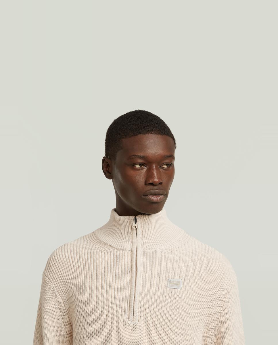 Imagen 3 de Jersey de hombre con cuello de cremallera y corte recto - G-Star - Blanco Blanco