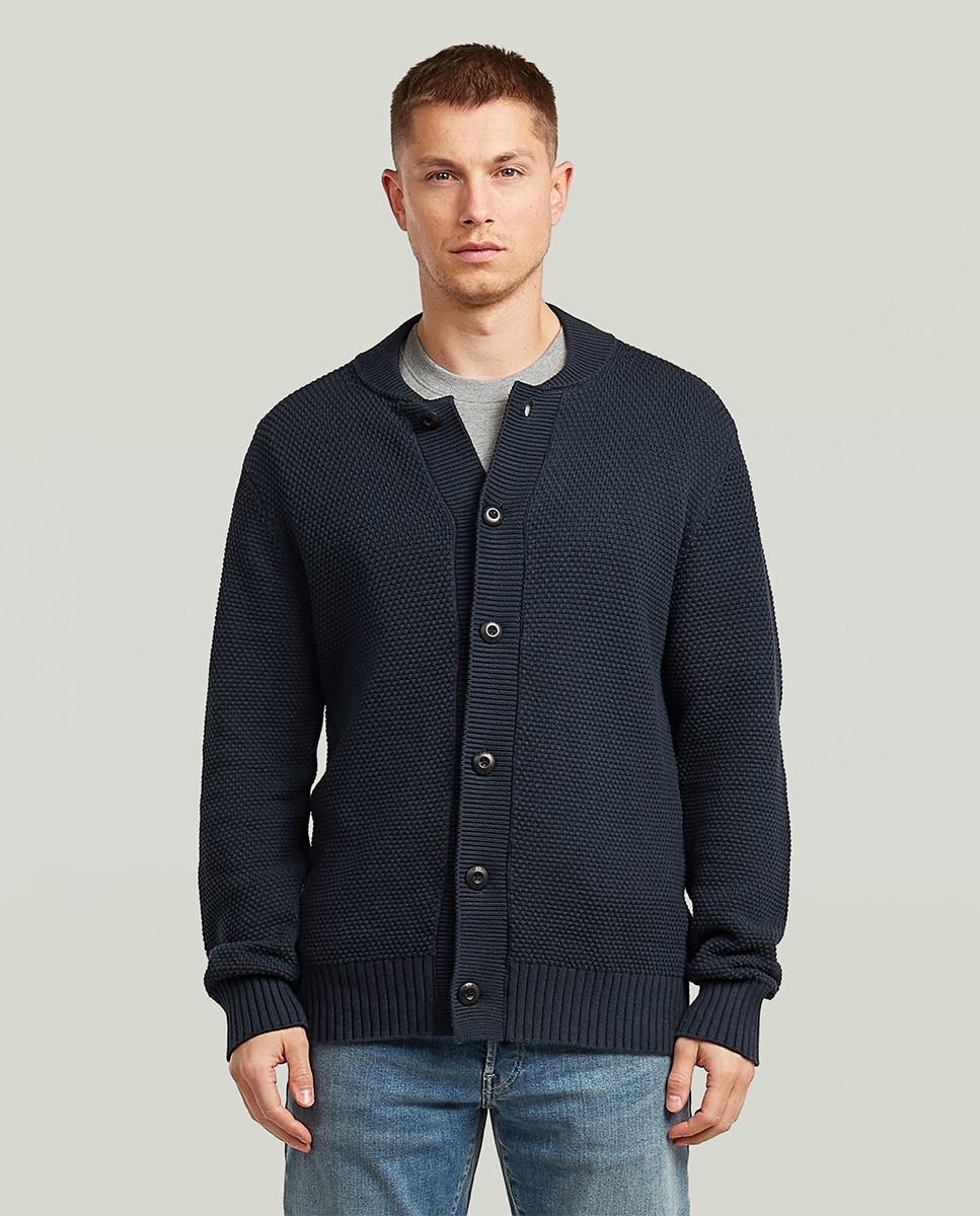 Casaco Estilo Cardigan com Corte Regular Azul-1