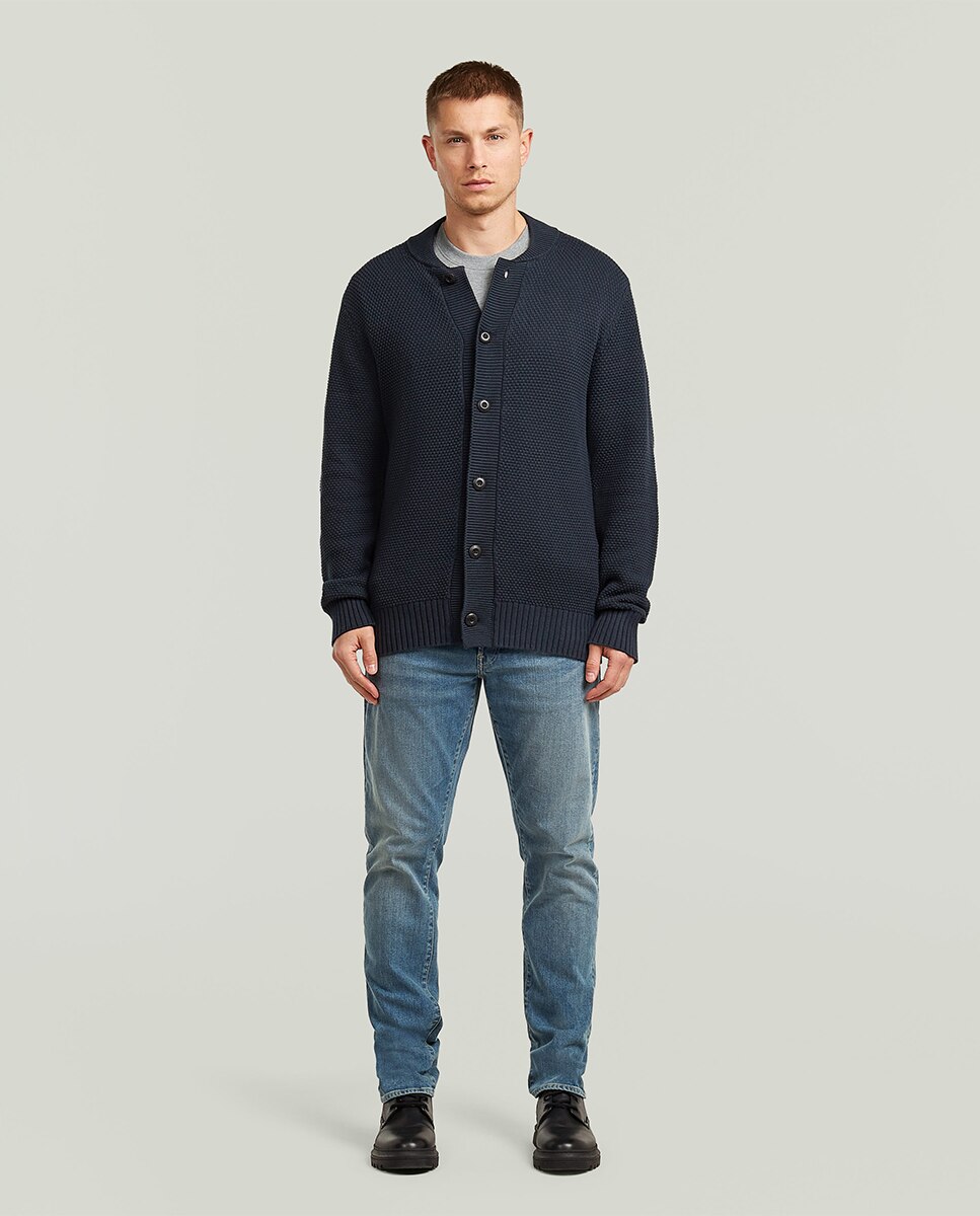 Casaco Estilo Cardigan com Corte Regular Azul-8