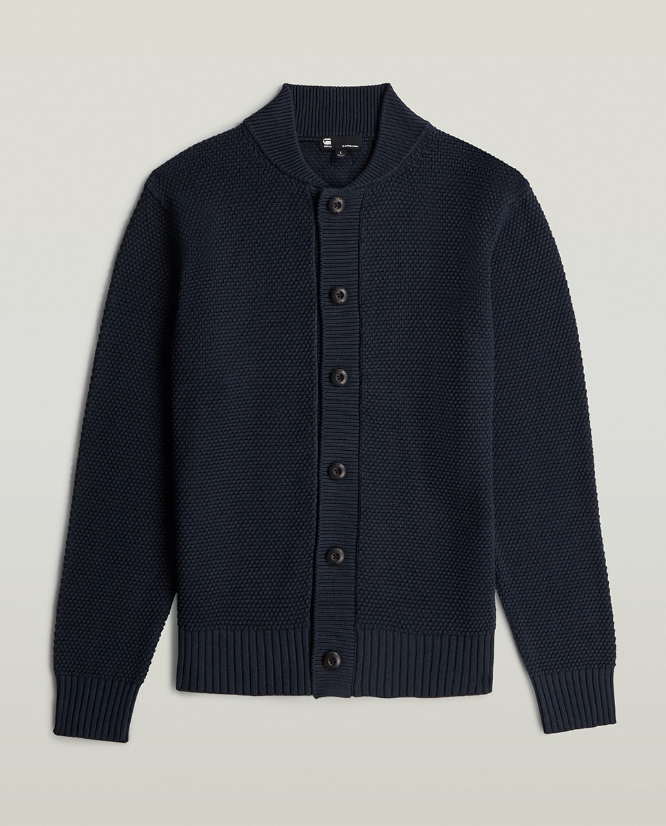 Casaco Estilo Cardigan com Corte Regular Azul-6