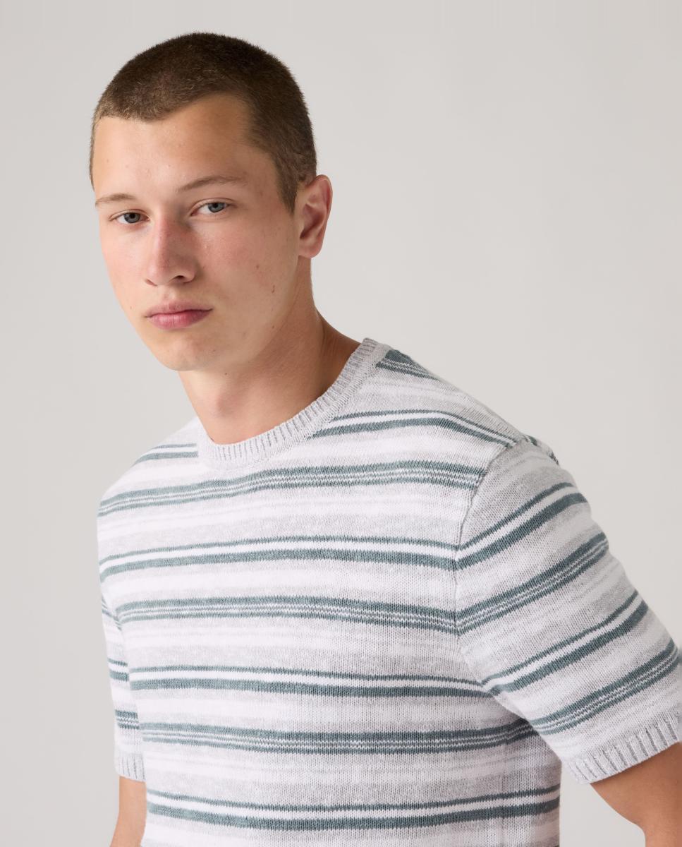 Camisola de Malha com Manga Curta e Gola Redonda Multicolor-3
