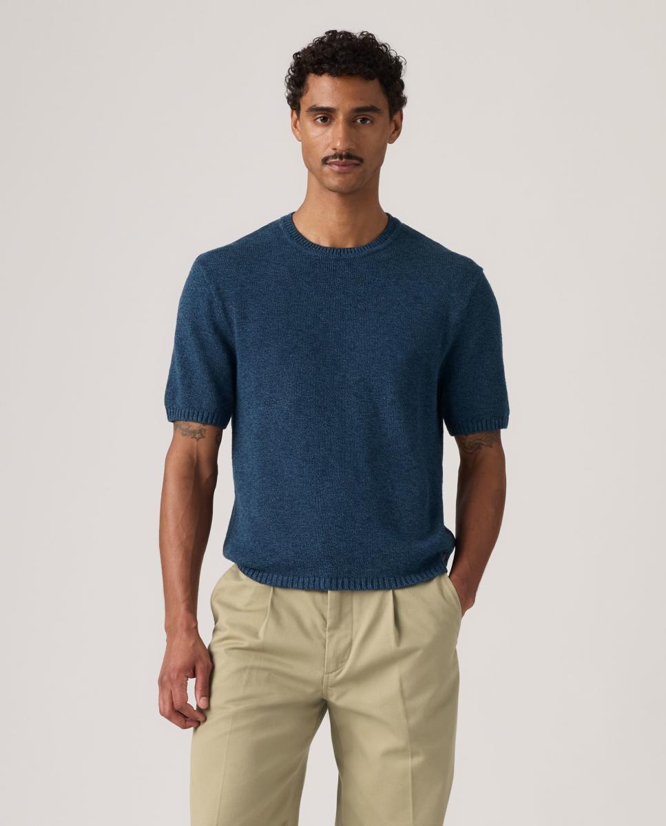 Imagen 0 de Jersey de hombre de manga corta y cuello redondo Azul