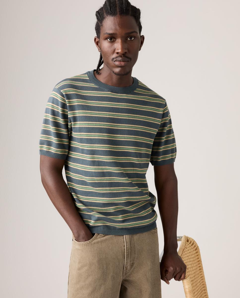 Camisola de Malha com Manga Curta e Gola Redonda Multicolor-4