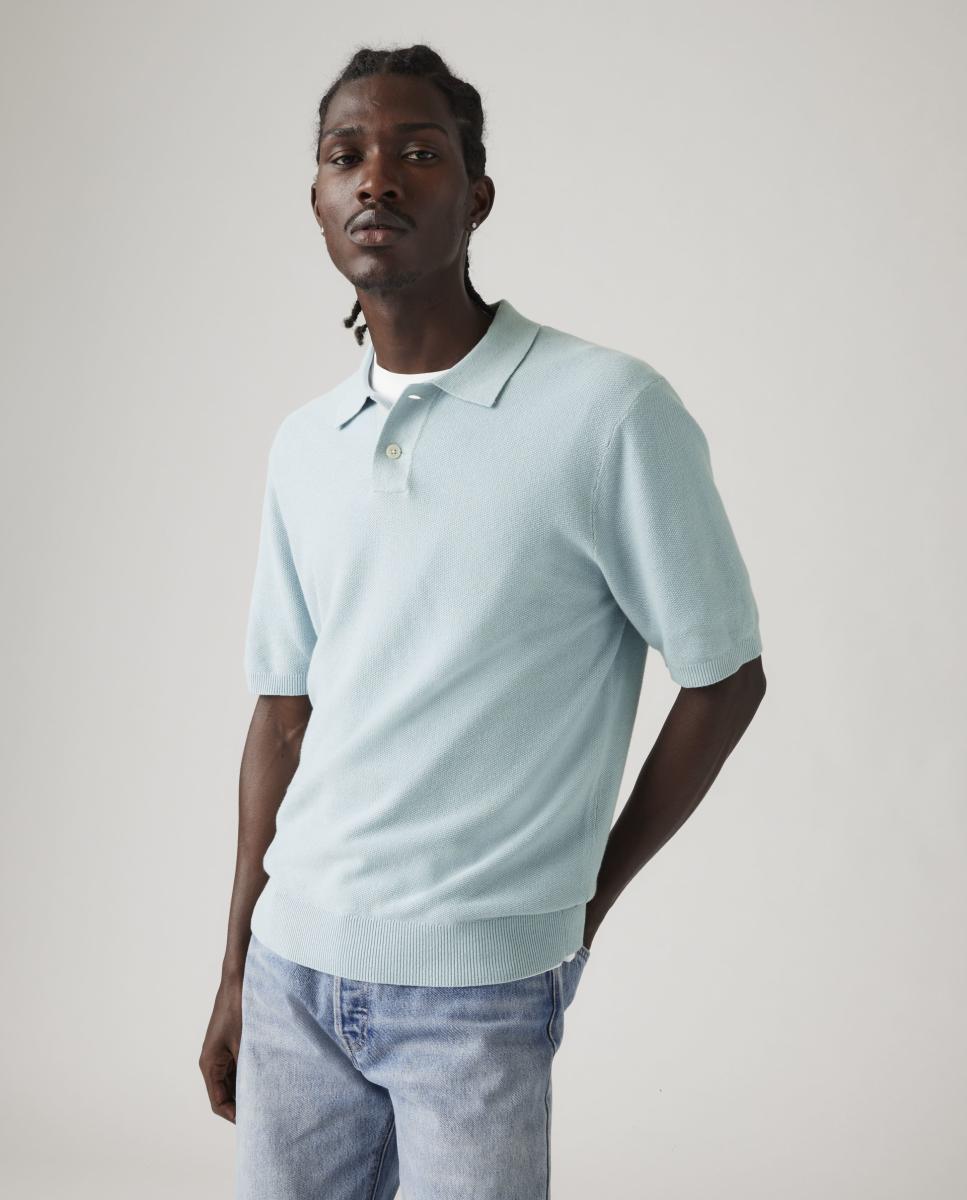 Camisola de Malha com Manga Curta e Colarinho de Polo Verde-claro-4