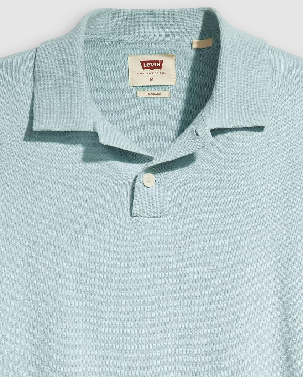 Camisola de Malha com Manga Curta e Colarinho de Polo Verde-claro-6