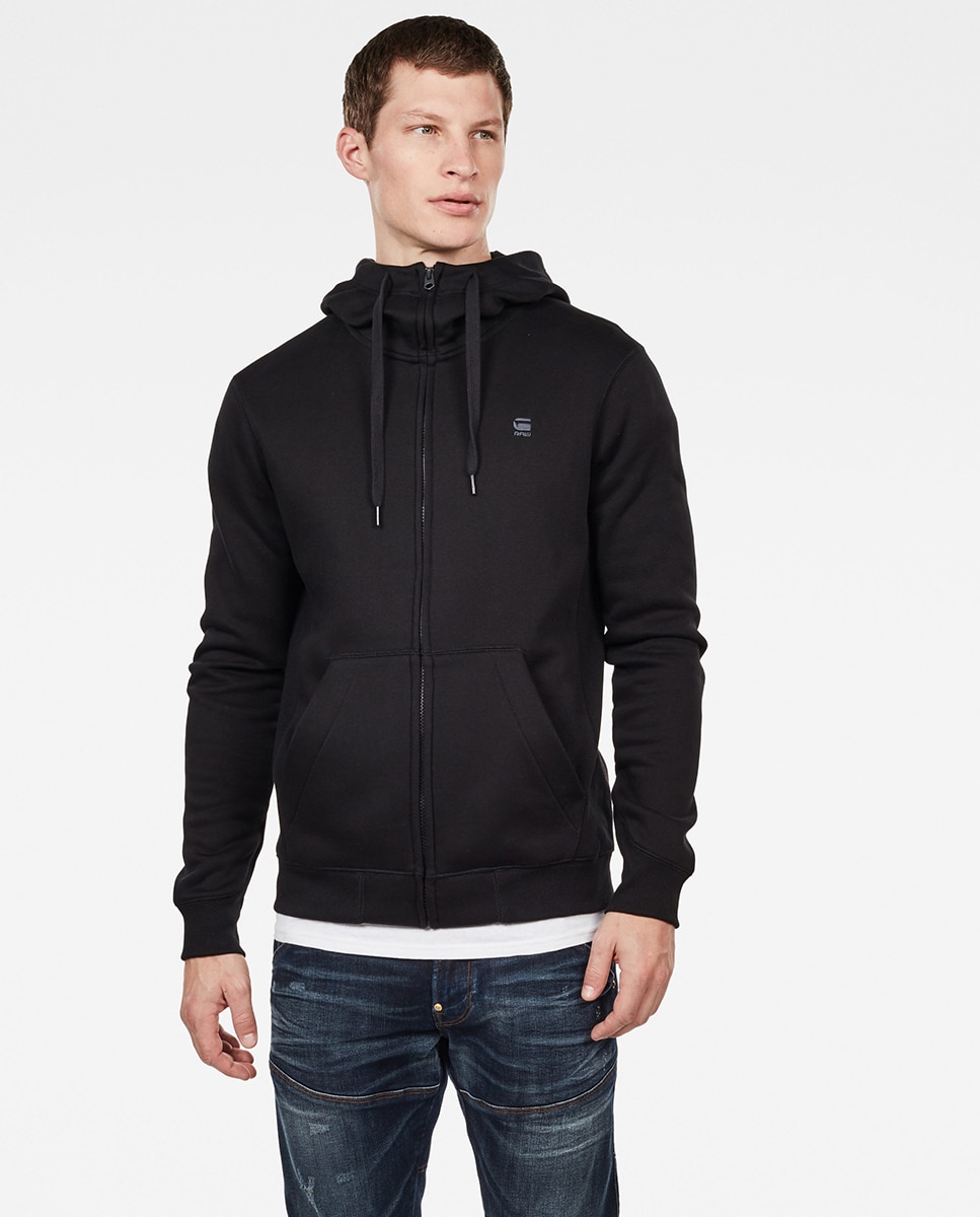 Sudadera de hombre negra de manga larga con capucha y cierre de cremallera - G-Star - Negro Negro-1