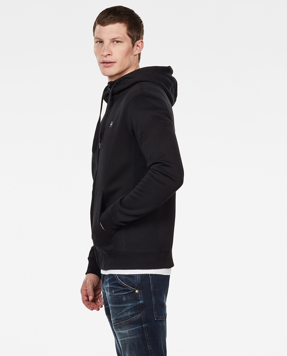 Sudadera de hombre negra de manga larga con capucha y cierre de cremallera - G-Star - Negro Negro-3