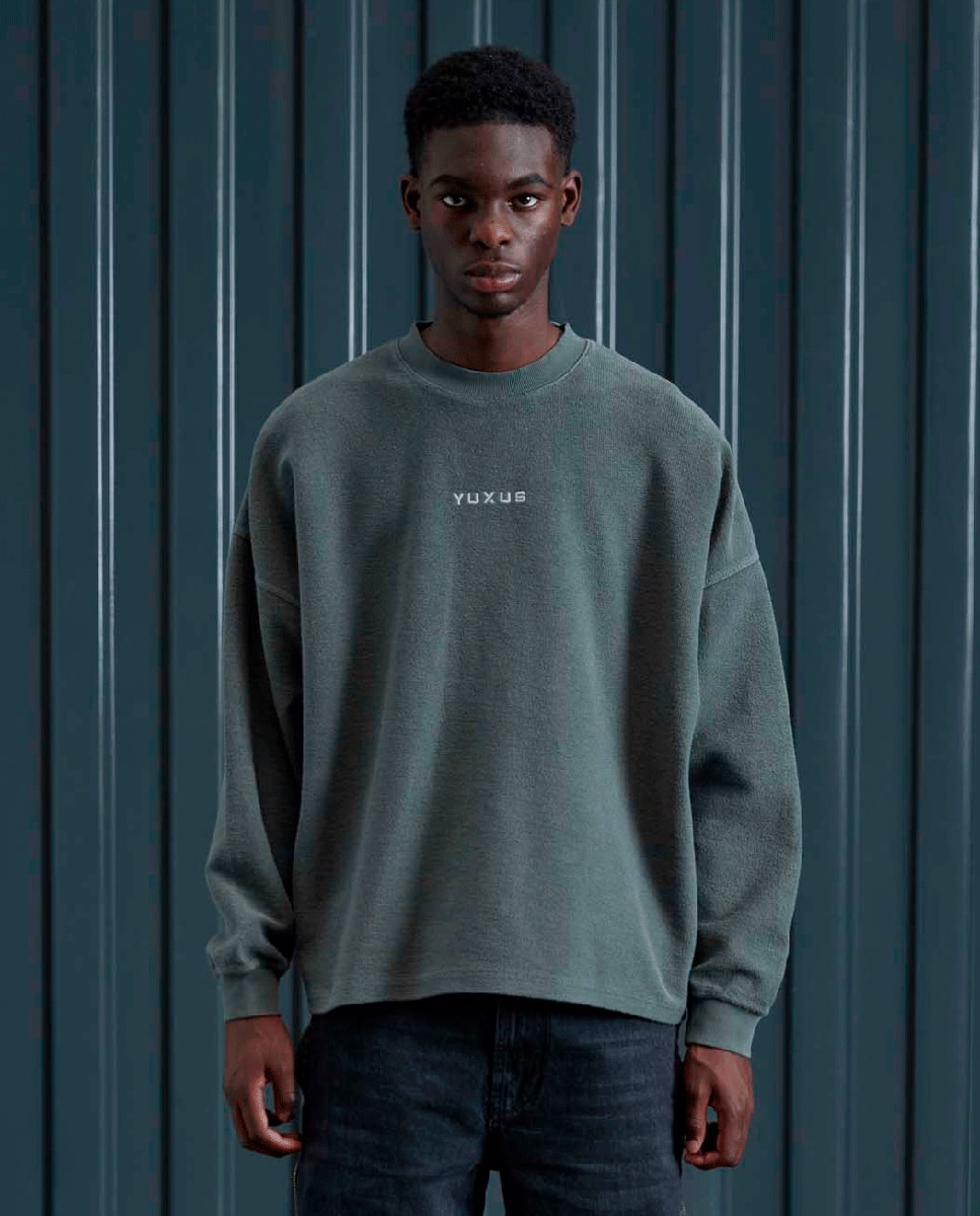 Sudadera con cuello redondo de hombre - YUXUS - Verde oscuro Verde oscuro-1