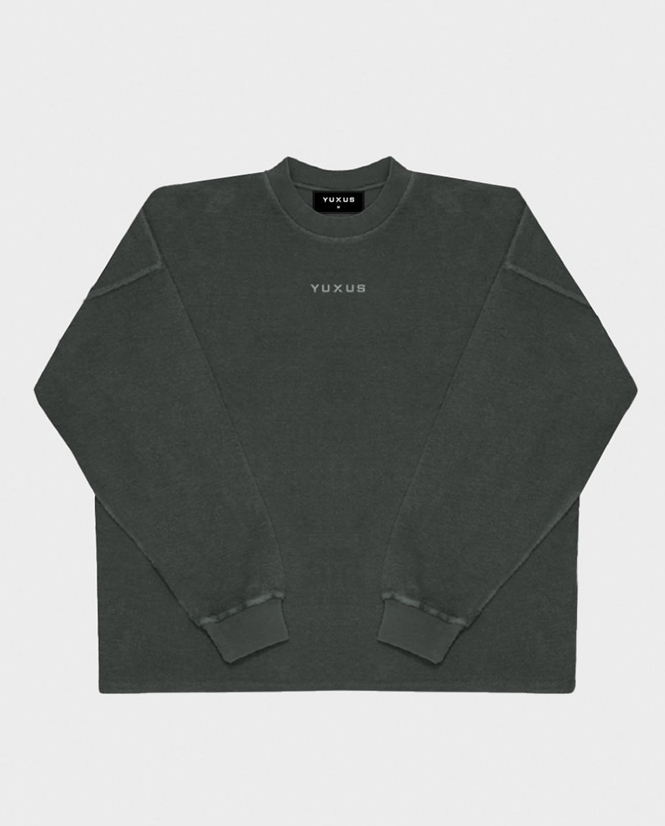 Sudadera con cuello redondo de hombre - YUXUS - Verde oscuro Verde oscuro-3