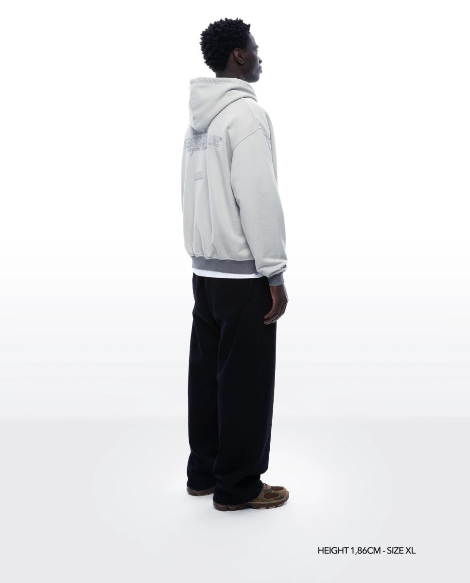 Sweatshirt com Capuz e Fecho de Correr Cinzento-3