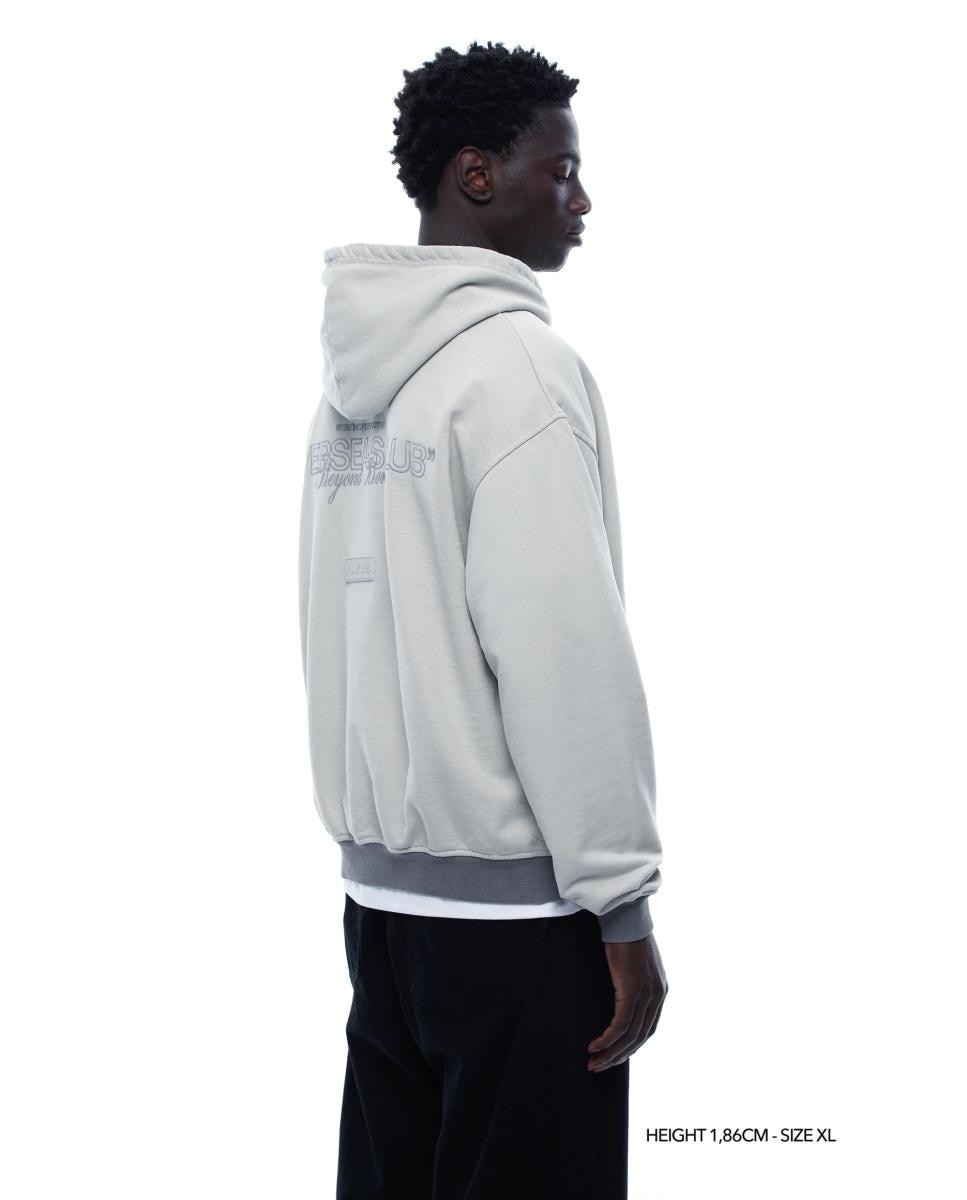 Sweatshirt com Capuz e Fecho de Correr Cinzento-4