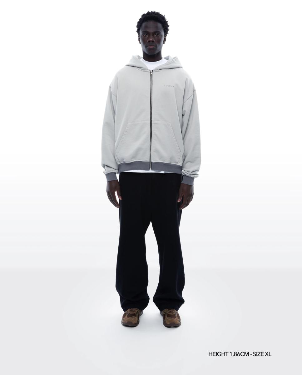 Sweatshirt com Capuz e Fecho de Correr Cinzento-8