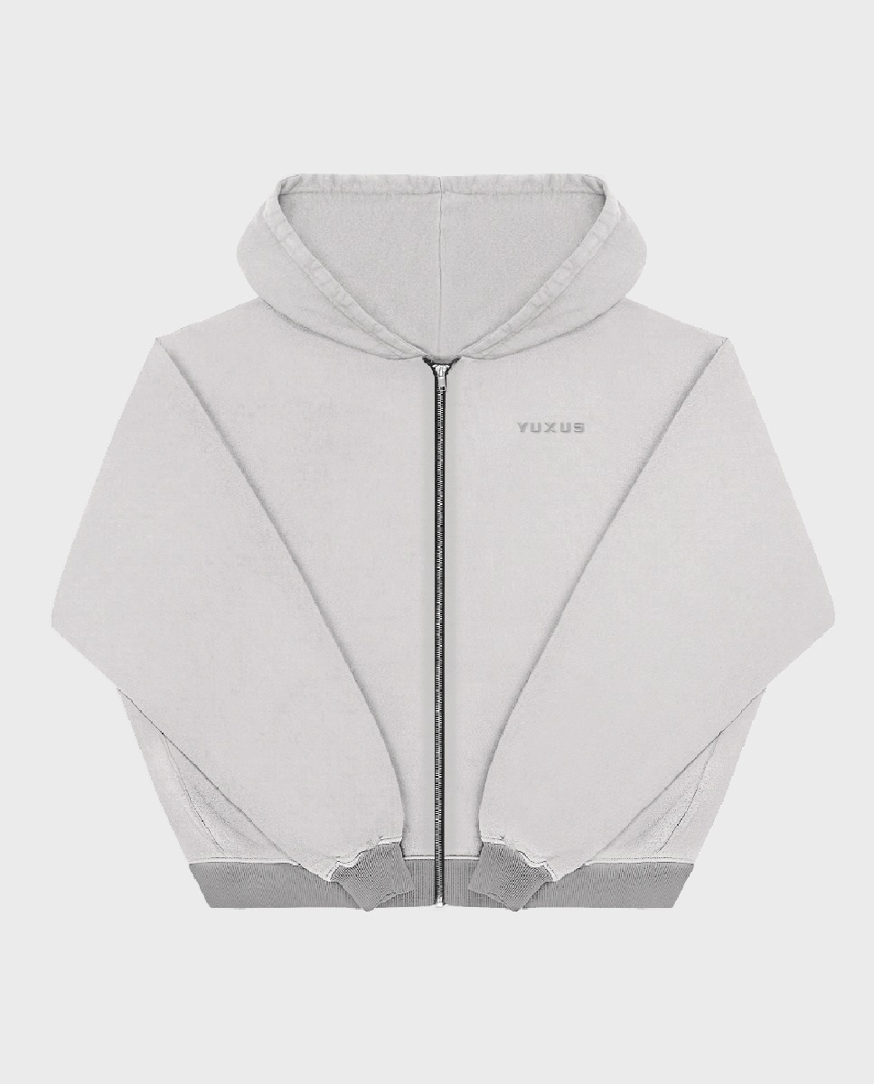 Sweatshirt com Capuz e Fecho de Correr Cinzento-3