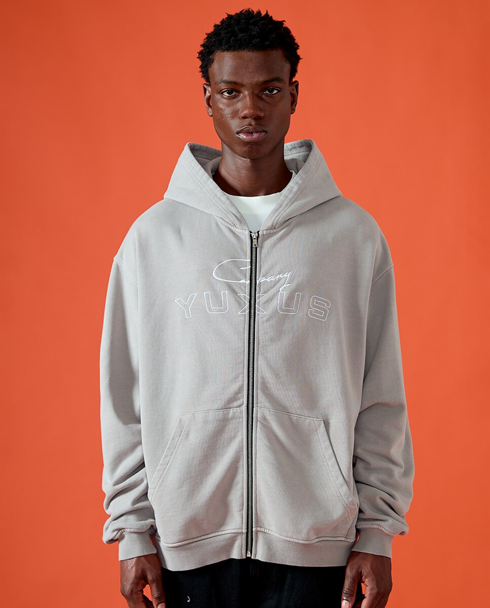 Sudadera con capucha y cremallera de hombre XXL Gris