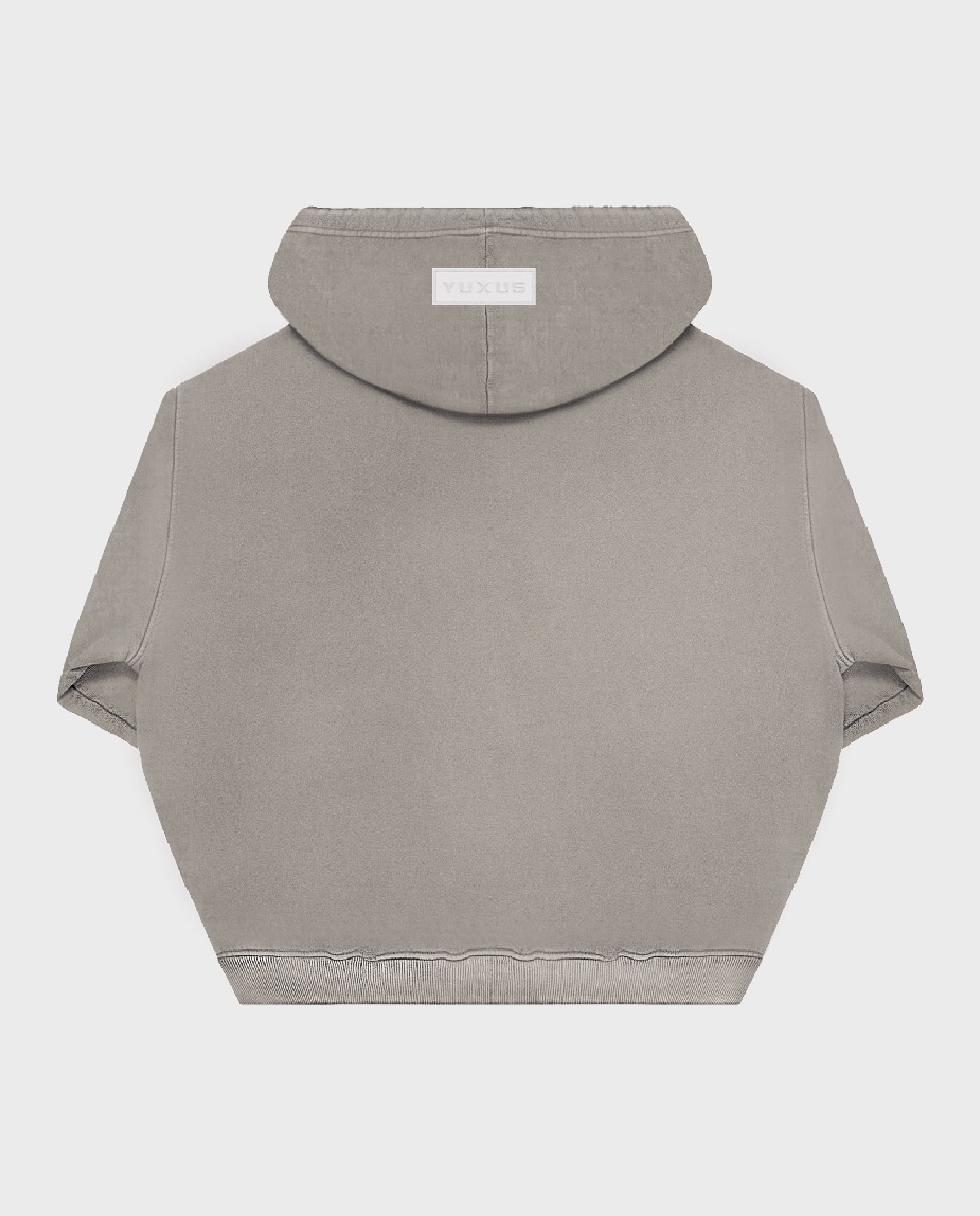 Sweatshirt com Capuz e Fecho de Correr Cinzento-4