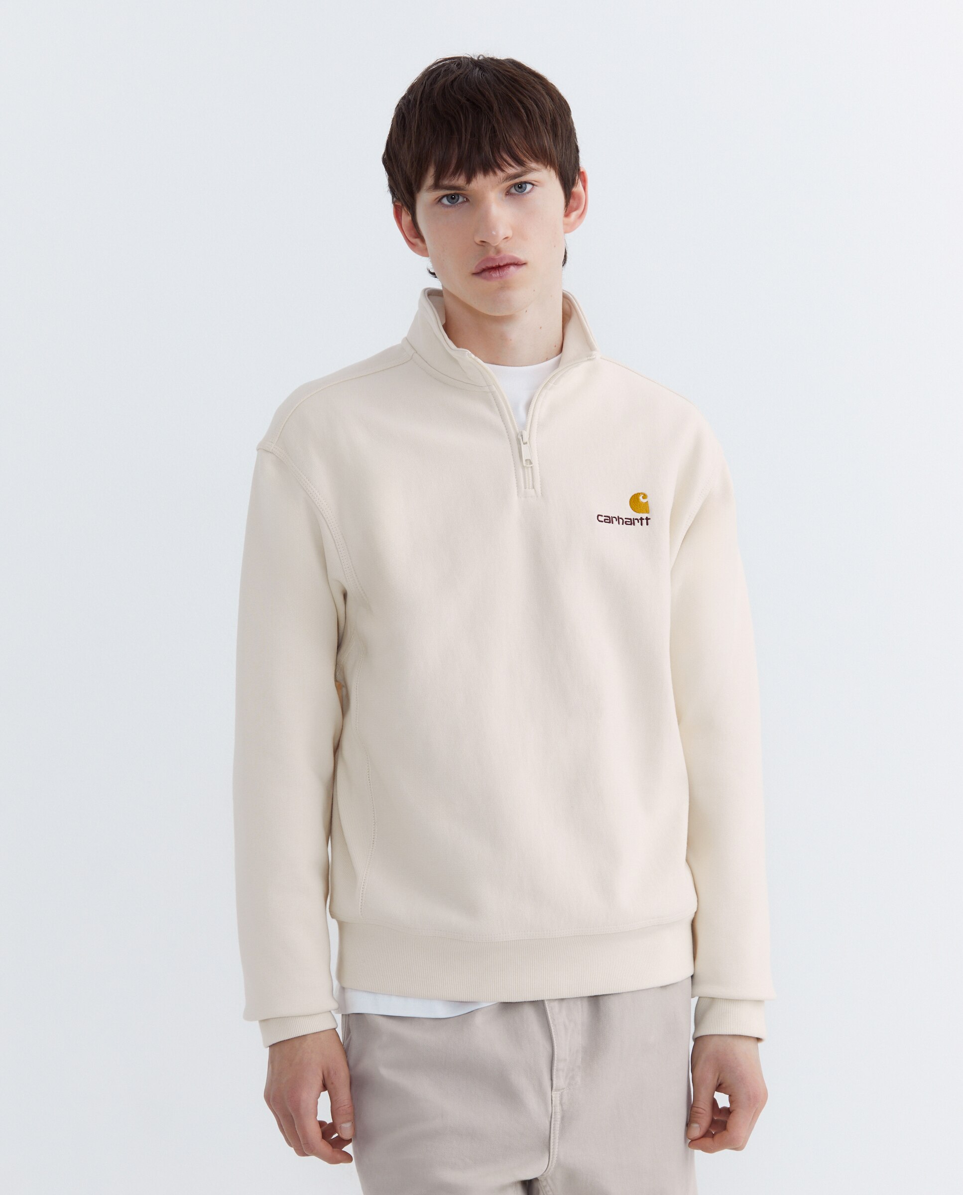 Sweatshirt de Meio Fecho de Correr e Corte Relaxed Branco-2