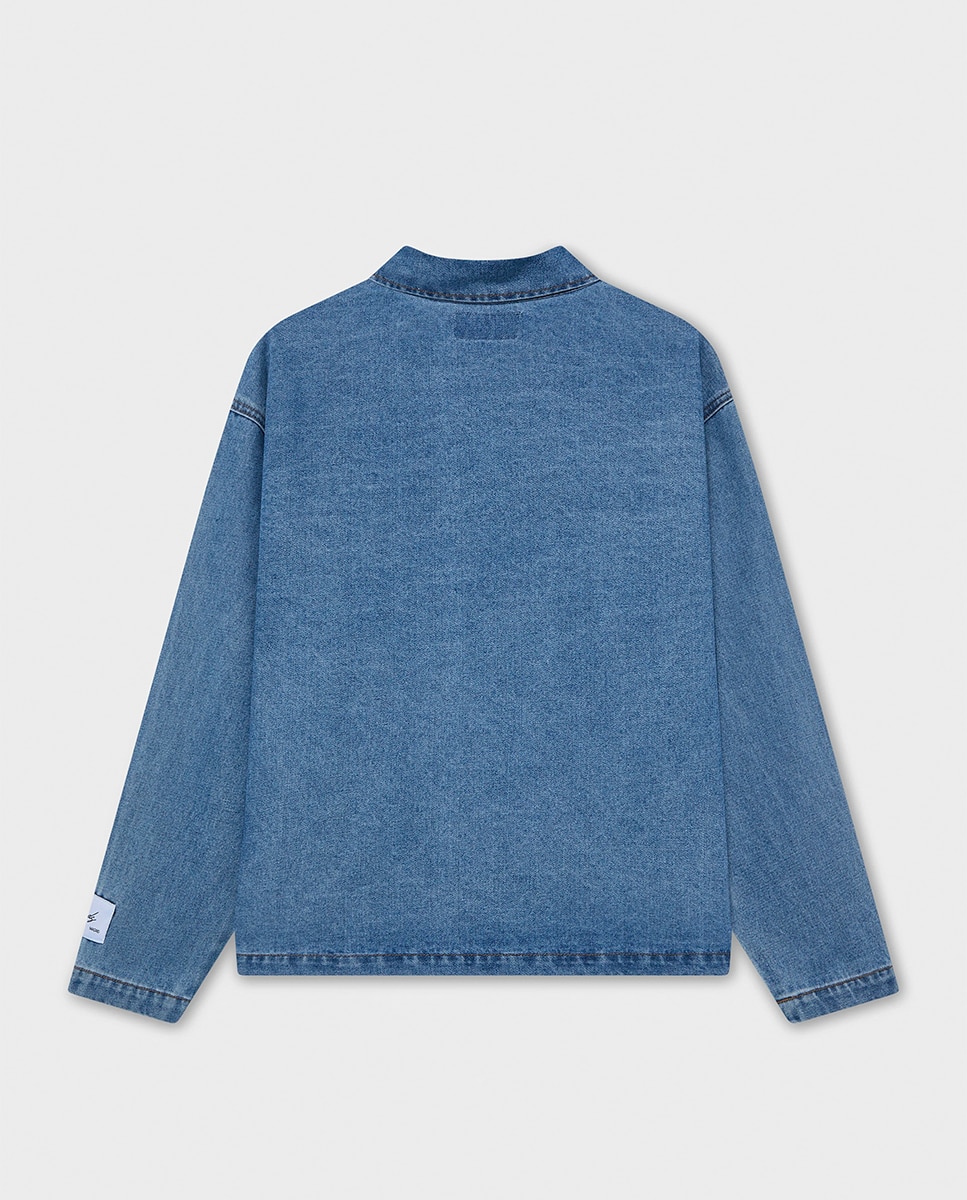 Polo de Ganga com Manga Comprida Azul-4