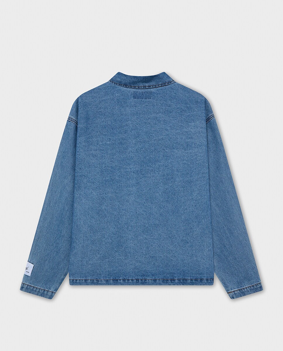 Polo de Ganga com Manga Comprida Azul-2