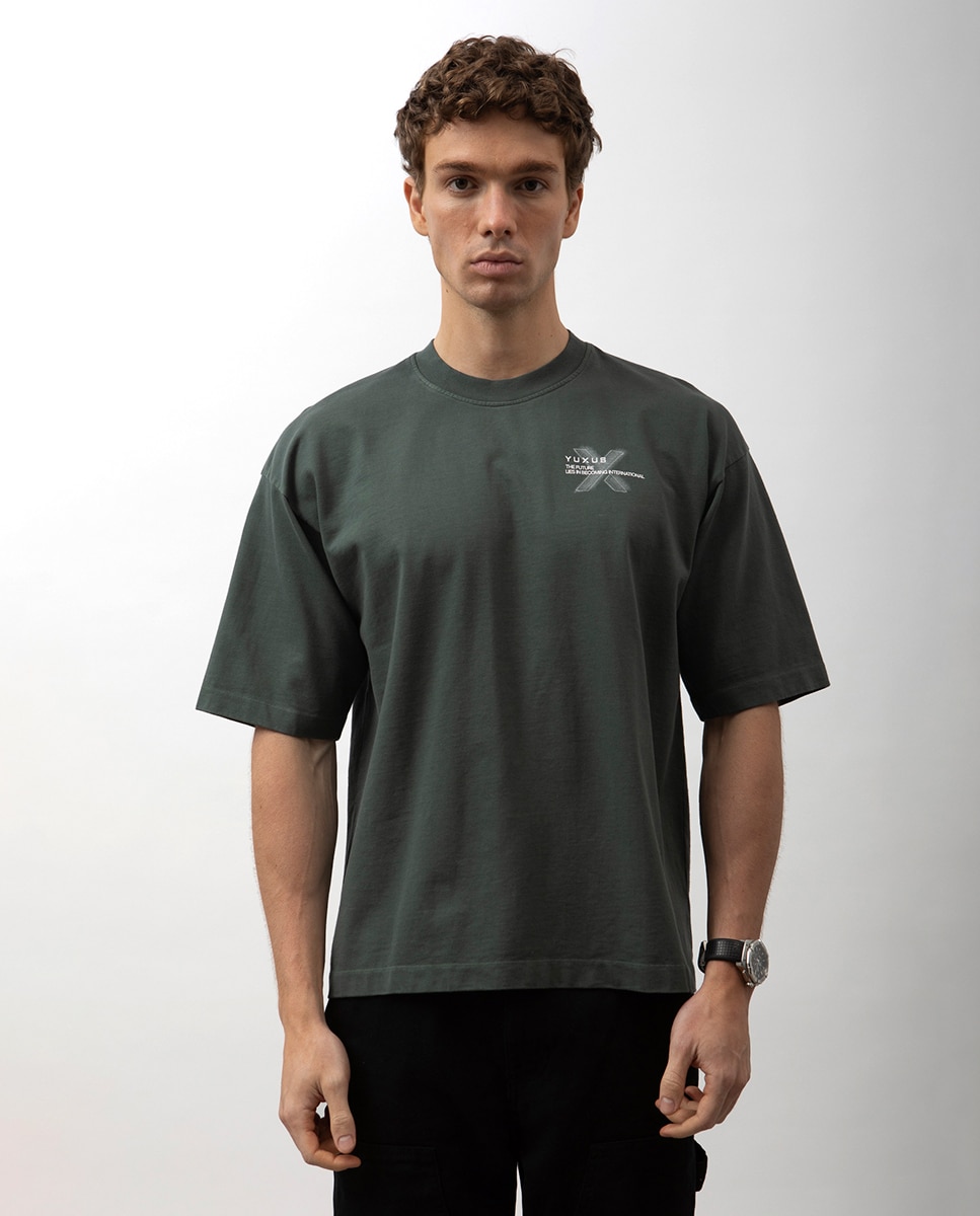 T-shirt de homem de manga curta Verde-1