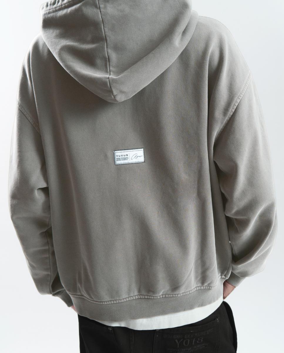 Sweatshirt com Capuz e Fecho de Correr Cinzento-4