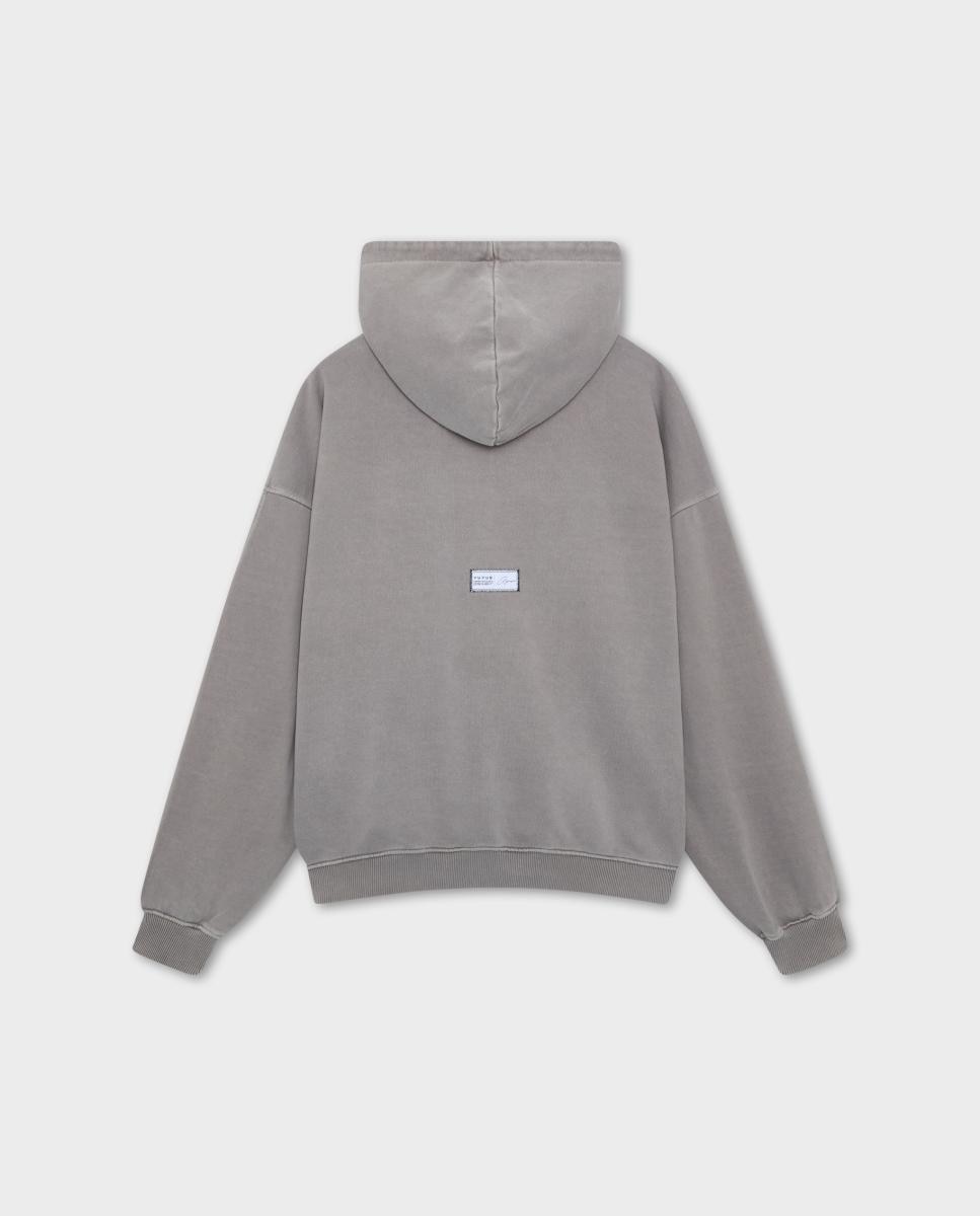 Sweatshirt com Capuz e Fecho de Correr Cinzento-6