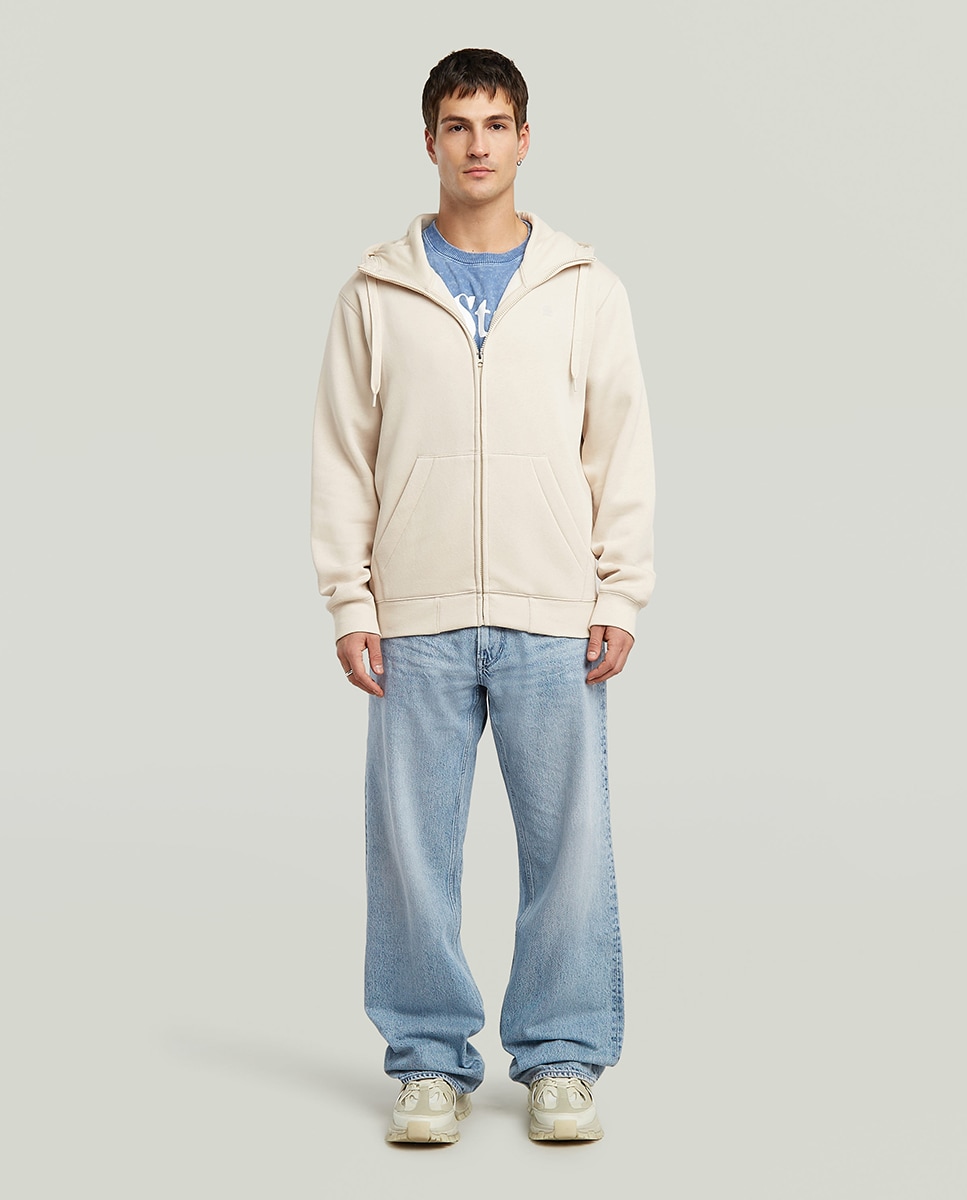 Sweatshirt de Manga Comprida com Capuz e Fecho de Correr - Preto Branco-7