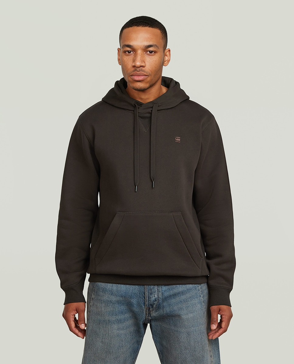Sweatshirt Premium Core Hooded preta com bolso canguru Castanho-1