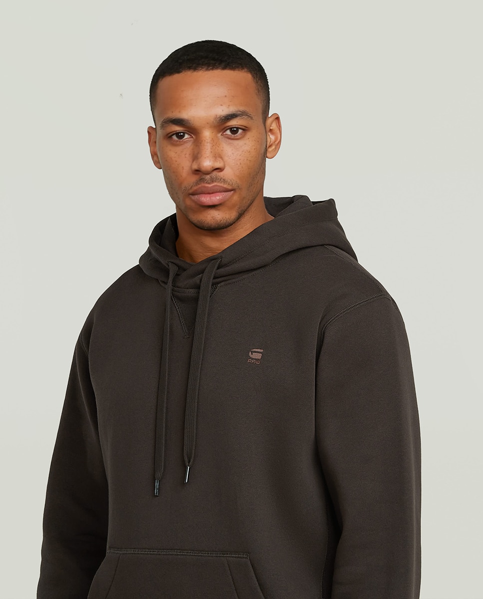 Sweatshirt Premium Core Hooded preta com bolso canguru Castanho-3