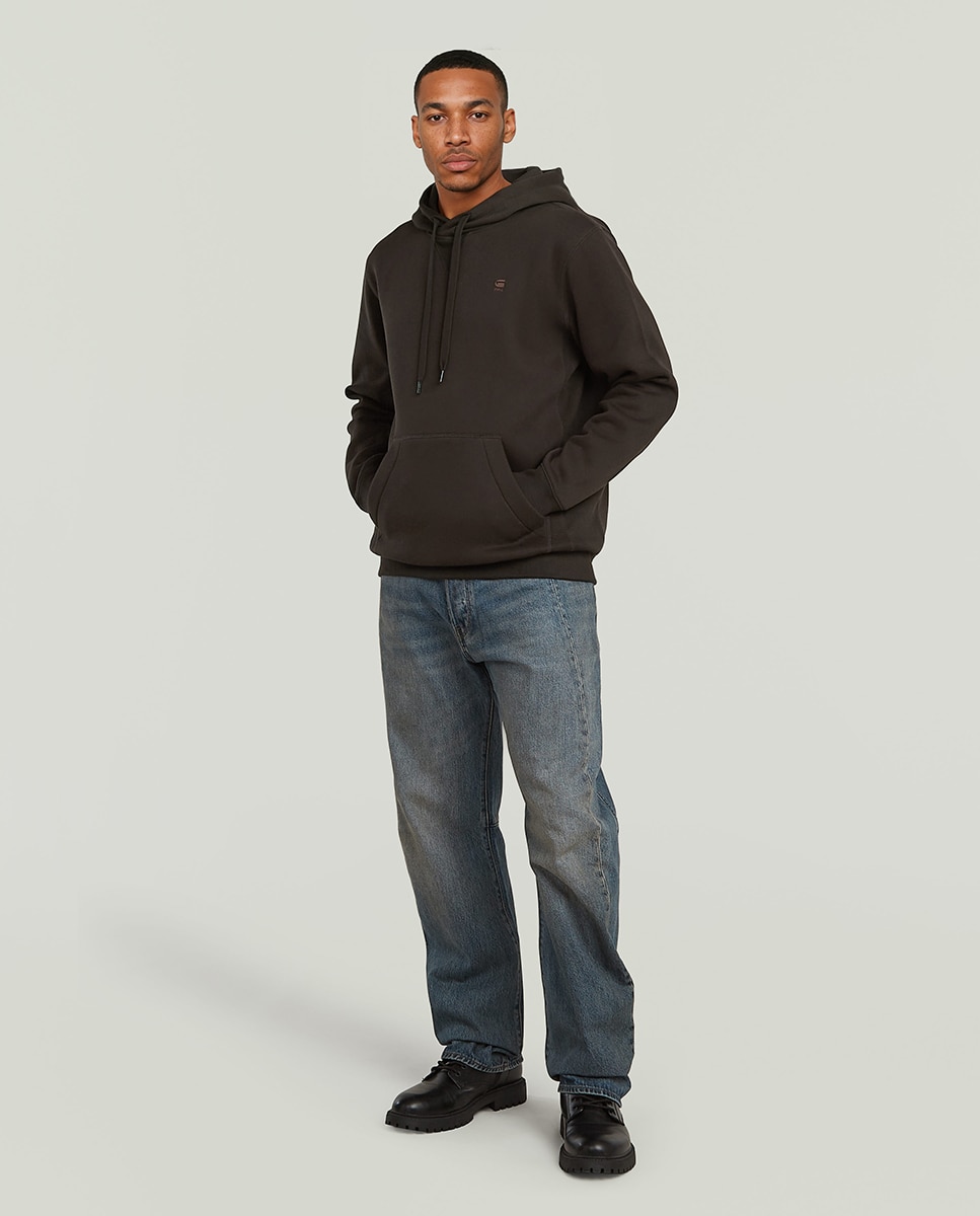 Sweatshirt Premium Core Hooded preta com bolso canguru Castanho-4