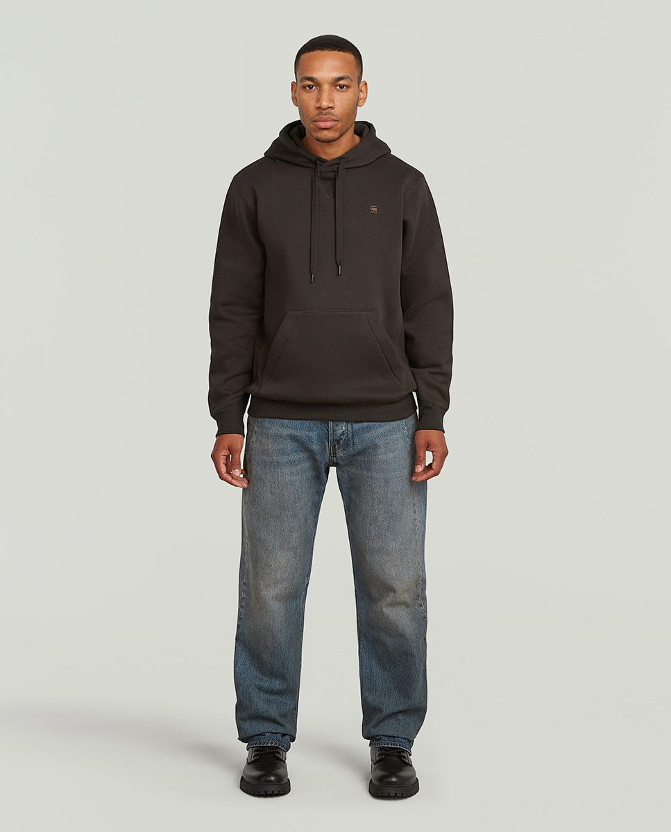 Sweatshirt Premium Core Hooded preta com bolso canguru Castanho-6