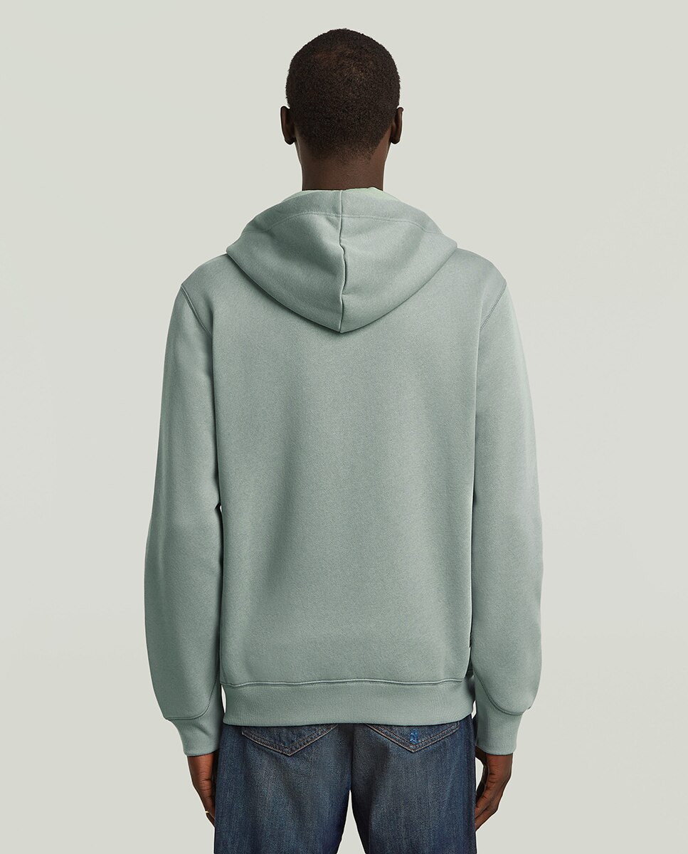 Sweatshirt de Manga Comprida com Capuz e Fecho de Correr - Preto Azul-2
