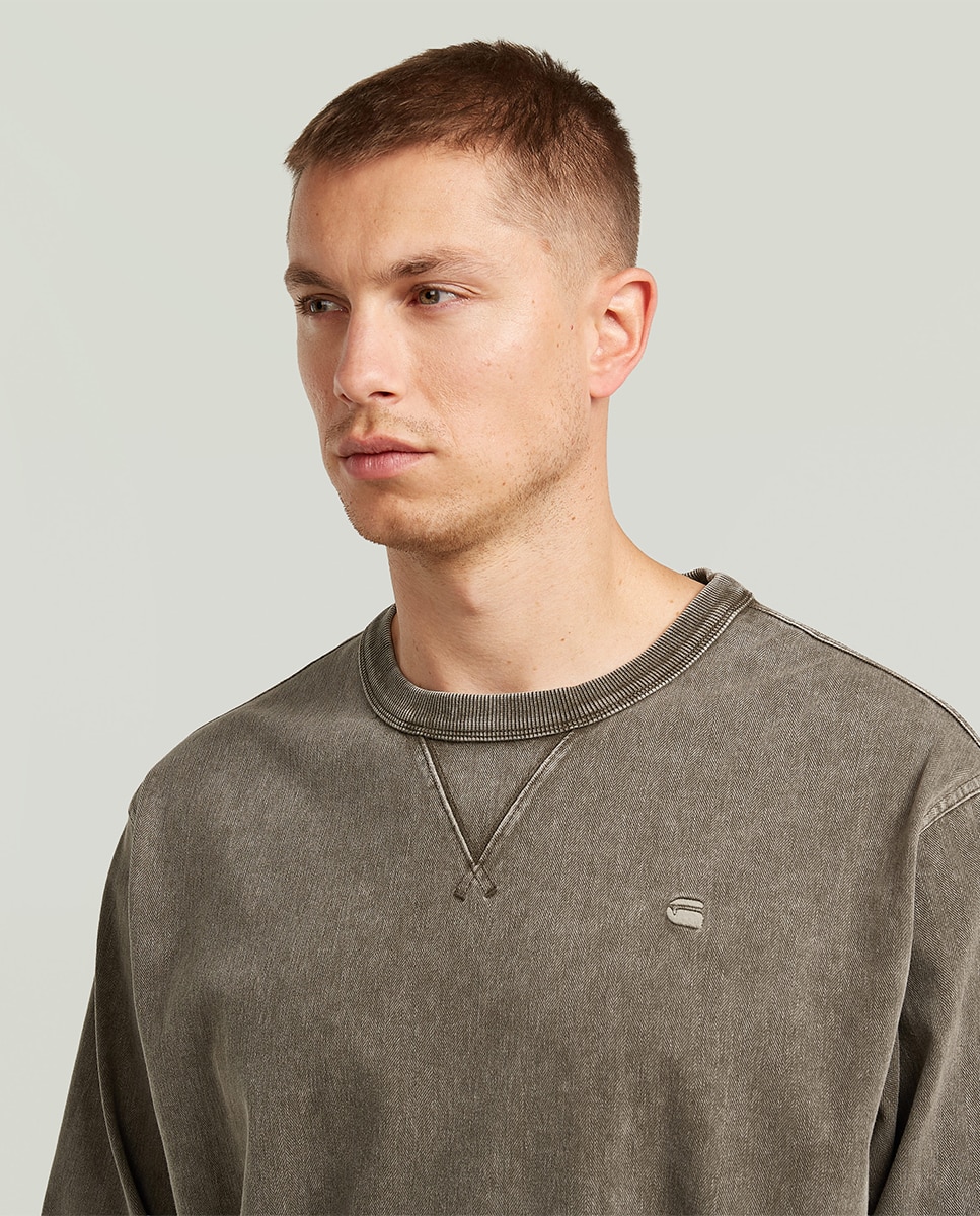 Sweatshirt com Efeito de Lavagem Castanho-3