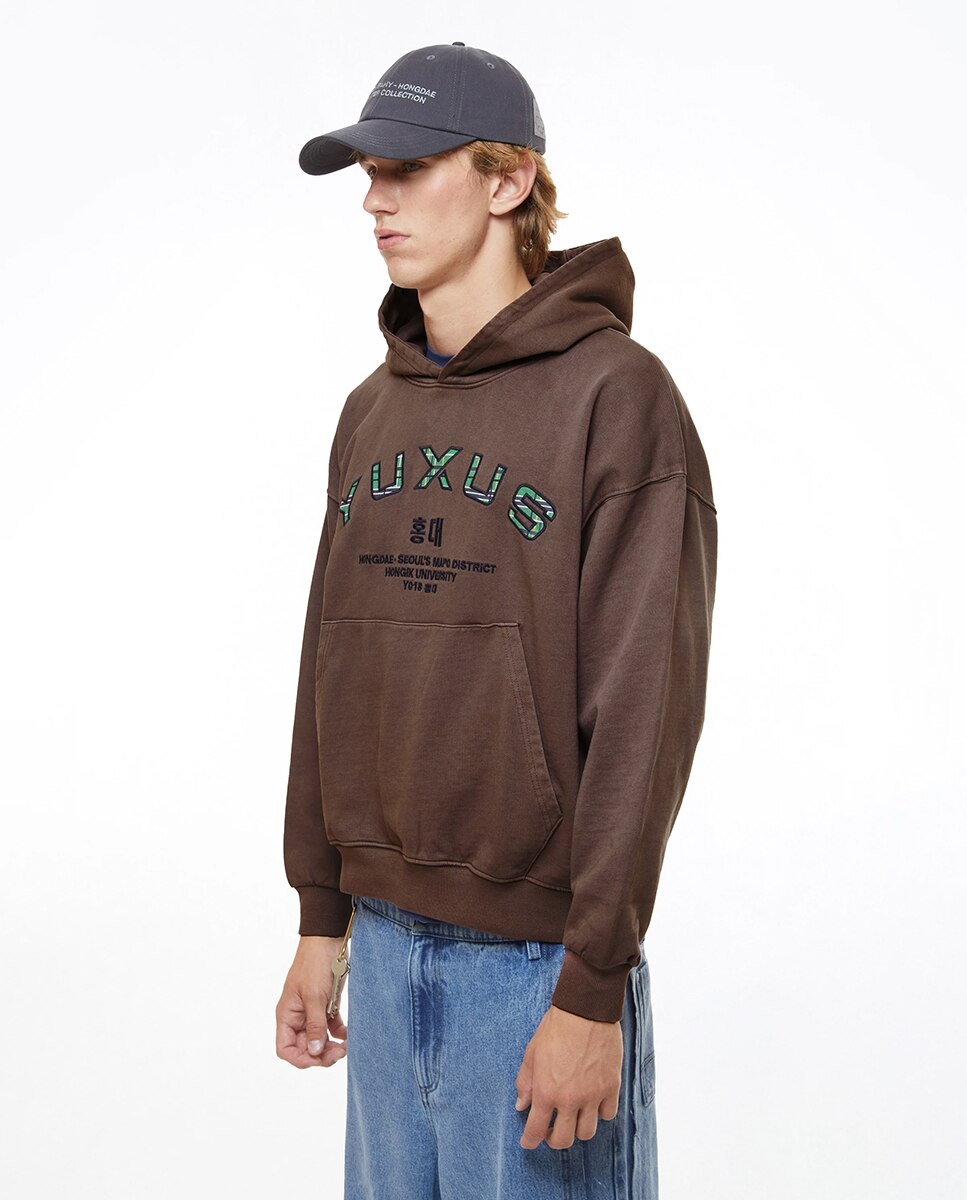 Sweatshirt de homem com capuz Castanho-7