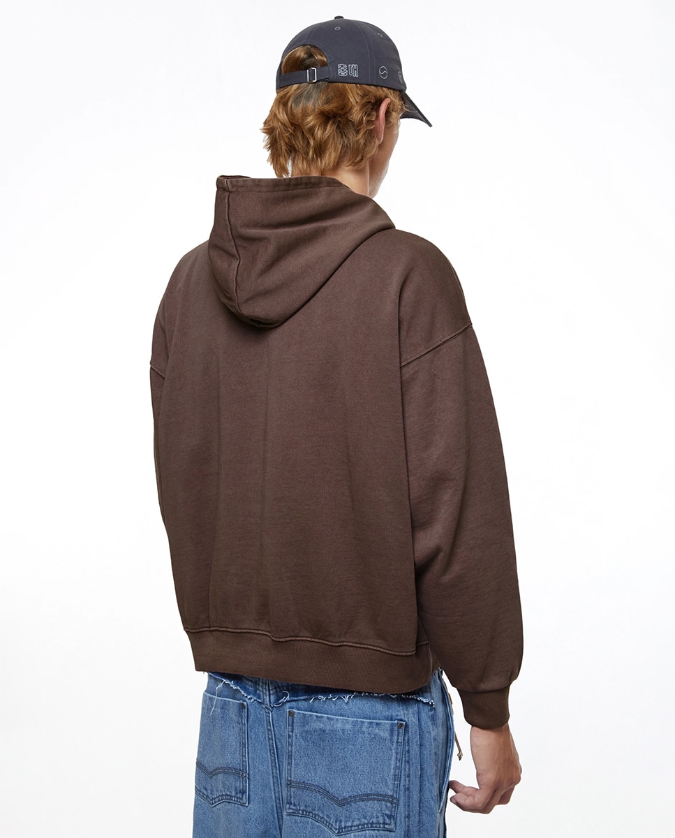 Sweatshirt de homem com capuz Castanho-8