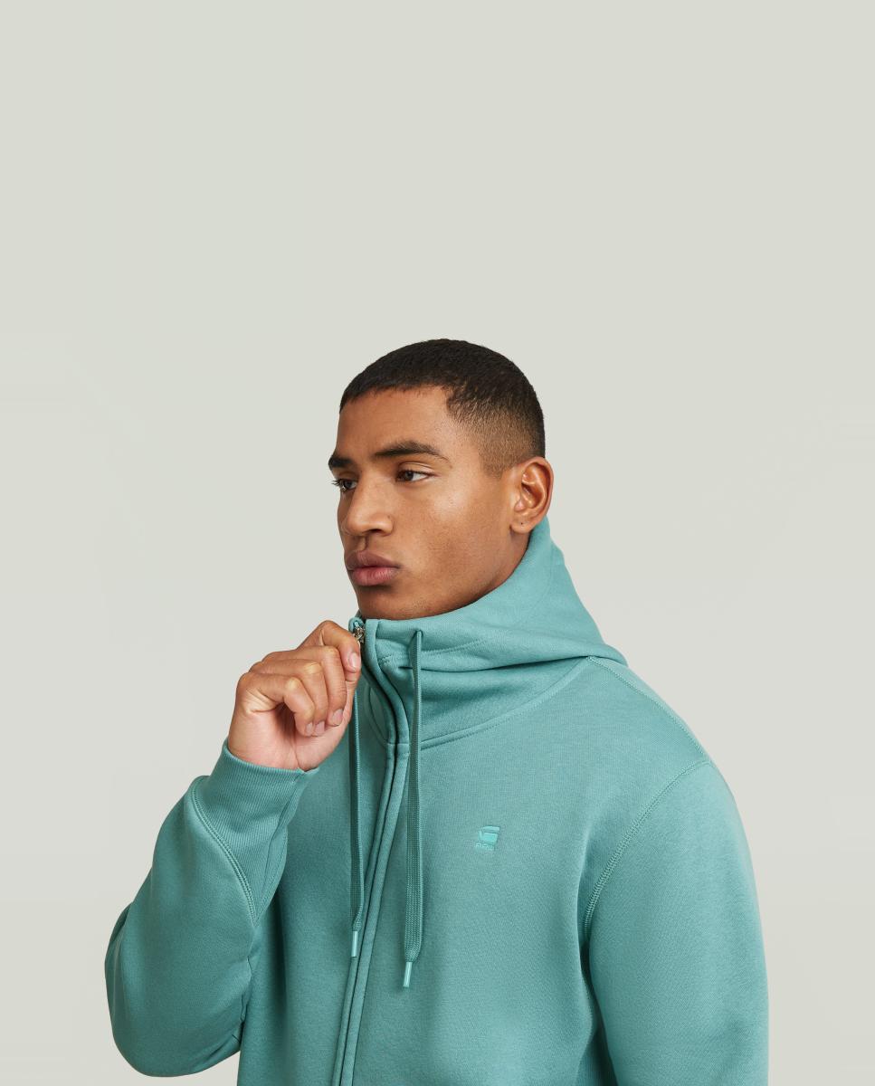 Sweatshirt de Manga Comprida com Capuz e Fecho de Correr - Preto Azul-3