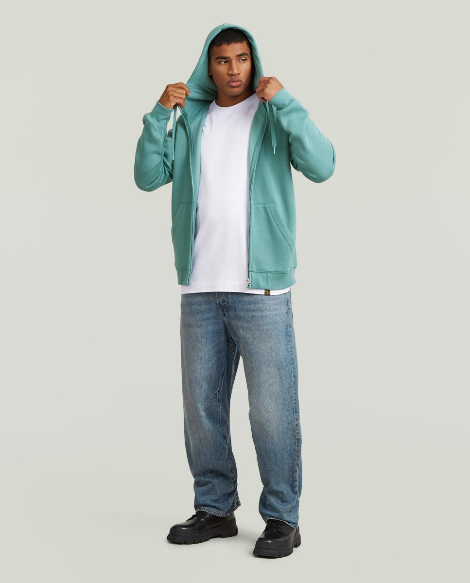 Sweatshirt de Manga Comprida com Capuz e Fecho de Correr - Preto Azul-4