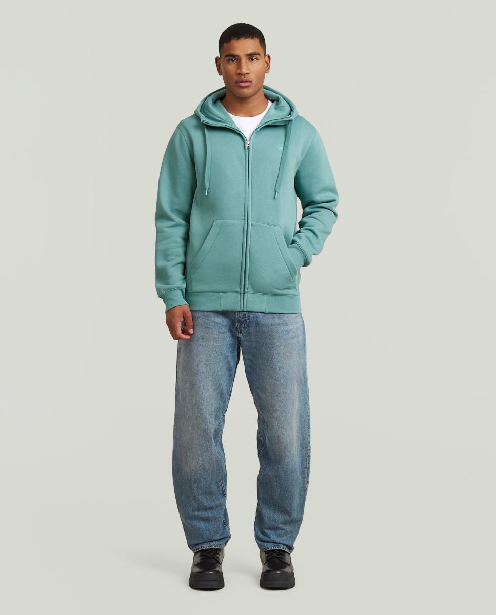 Sweatshirt de Manga Comprida com Capuz e Fecho de Correr - Preto Azul-7