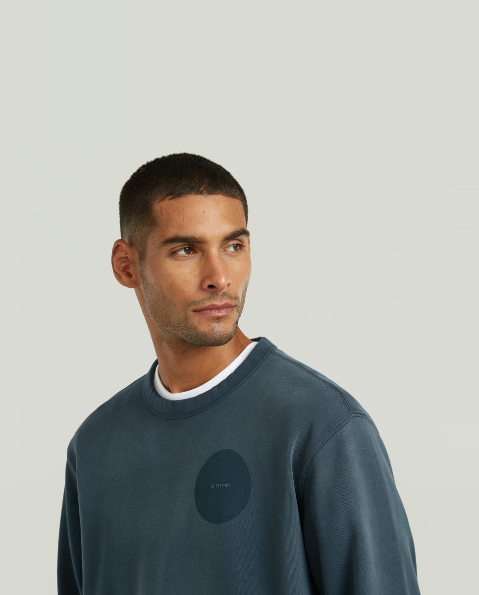 Sweatshirt Regular com Decote Redondo Azul-3